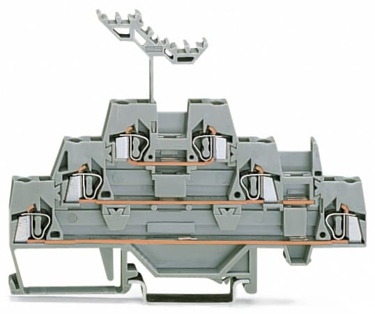 WAGO ELETTRONICA - Morsetto a tre piani.Morsetto passante/passante/passante.per guida DIN 35 x 15 e 35 x 7,5.grigio/grigio/grigio