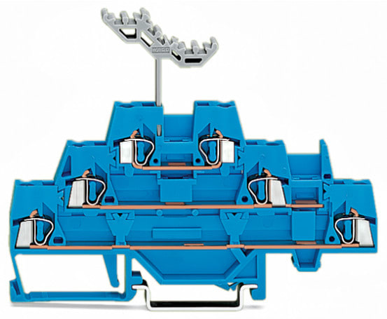 WAGO ELETTRONICA - Morsetto a tre piani.Morsetto passante/passante/passante.per guida DIN 35 x 15 e 35 x 7,5.blu/blu/blu