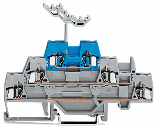 WAGO ELETTRONICA - Morsetto a tre piani.Morsetto passante/passante/passante.per guida DIN 35 x 15 e 35 x 7,5.grigio/grigio/blu