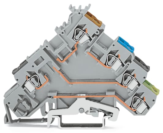 WAGO ELETTRONICA - Morsetto per sensore per 4 conduttori.con contatto di terra.per componenti a innesto.grigio 280-571