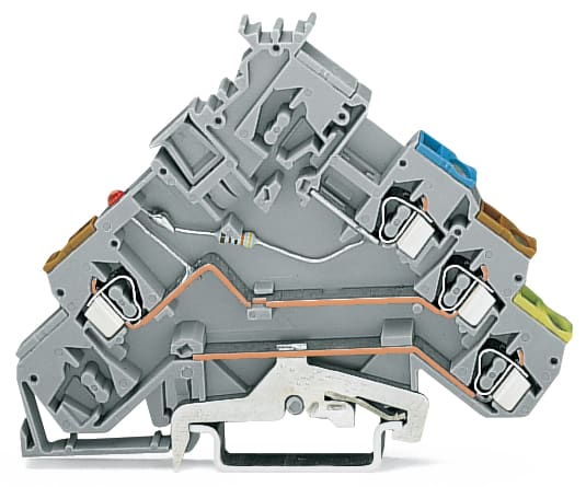 WAGO ELETTRONICA - Morsetto per attuatore per 3 conduttori.LED rosso.con contatto di terra.grigio 280-572/281-434