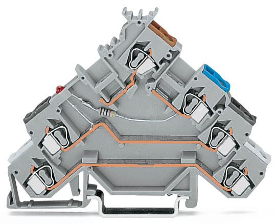 WAGO ELETTRONICA - Morsetto per sensore per 4 conduttori.LED rosso.per sensori a commutazione PNP (del positivo).grigio