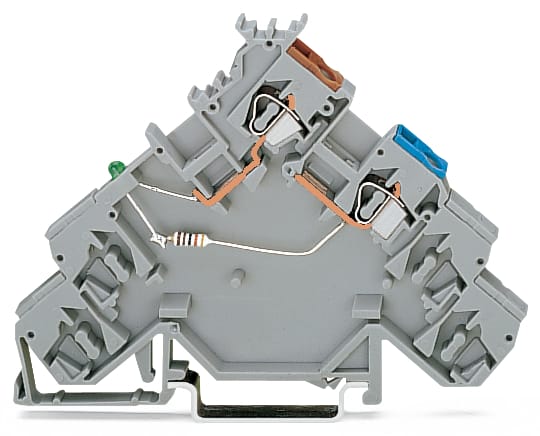 WAGO ELETTRONICA - Morsetto di alimentazione per sensore per 4 conduttori.LED verde.per sensori a commutazione PNP (del positivo).grigio 280-584/281-483
