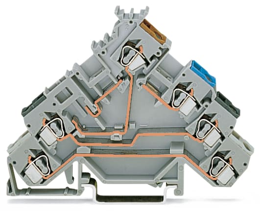 WAGO ELETTRONICA - Morsetto per sensore per 4 conduttori.per sensori PNP (commutazione del positivo).per spine fusibilate.grigio 280-588