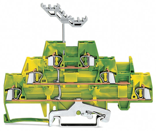 WAGO ELETTRONICA - Morsetto a tre piani.Morsetto per conduttore di terra per 6 conduttori.2,5 mm².verde-giallo