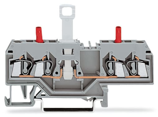 WAGO ELETTRONICA - Morsetto sezionatore/di test per 2 conduttori.senza sezionatore a coltello pivotante.con prese di test protette dal contatto accidentale.grigio 280-649