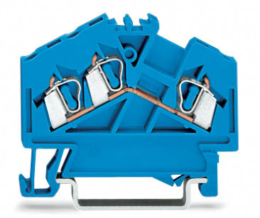 WAGO ELETTRONICA - Morsetto passante per 3 conduttori.2,5 mm².adatto per applicazioni Ex-i.blu 280-651