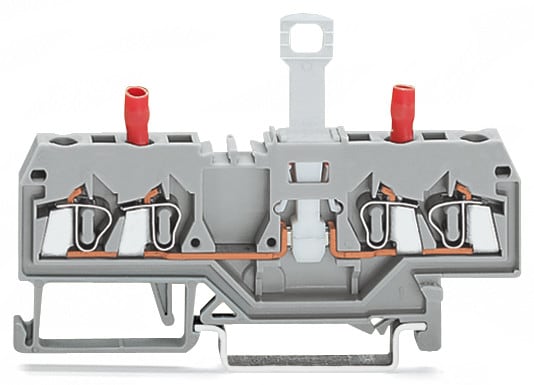 WAGO ELETTRONICA - Morsetto sezionatore/di test per 2 conduttori.senza sezionatore a coltello pivotante.con prese di test protette dal contatto accidentale.grigio 280-829