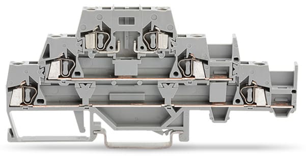 WAGO ELETTRONICA - Morsetto a tre piani.con sede per ponticello aggiuntiva sul livello inferiore.per guida DIN 35 x 15 e 35 x 7,5.grigio/grigio/grigio 280-889