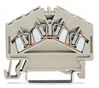 WAGO ELETTRONICA - Morsetto passante per 4 conduttori.2,5 mm².adatto per applicazioni Ex e II.grigio chiaro
