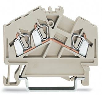 WAGO ELETTRONICA - Morsetto passante per 3 conduttori.2,5 mm².adatto per applicazioni Ex e II.grigio chiaro