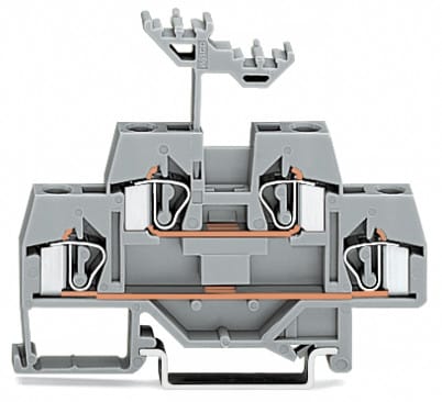WAGO ELETTRONICA - Morsetto a due piani.Morsetto passante/passante.per guida DIN 35 x 15 e 35 x 7,5.grigio 281-619