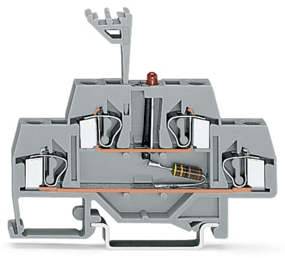 WAGO ELETTRONICA - Morsetto per componente.a due piani.LED rosso.grigio 281-634/281-434