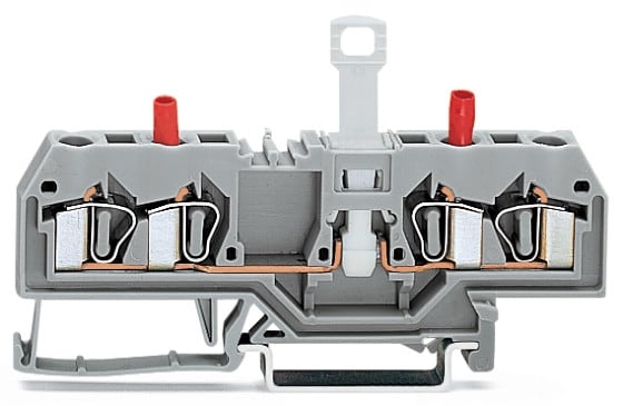WAGO ELETTRONICA - Morsetto sezionatore/di test per 2 conduttori.con prese di test protette dal contatto accidentale.per guida DIN 35 x 15 e 35 x 7,5.grigio