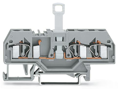 WAGO ELETTRONICA - Morsetto sezionatore per 3 conduttori.per guida DIN 35 x 15 e 35 x 7,5.4 mm².grigio