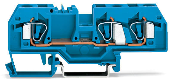 WAGO ELETTRONICA - Morsetto passante per 3 conduttori.6 mm².adatto per applicazioni Ex-i.blu 282-684