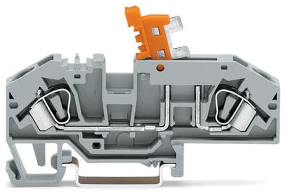 WAGO ELETTRONICA - Morsetto sezionatore per 2 conduttori.con opzione per prova.leva sezionatrice arancione.grigio