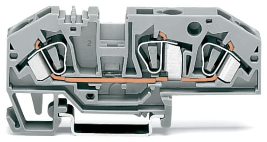 WAGO ELETTRONICA - Morsetto passante per 3 conduttori.6 mm².con opzione per prova.grigio