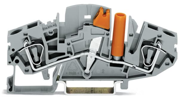 WAGO ELETTRONICA - Morsetto sezionatore/di test per 2 conduttori.azionabile trasversalmente.con presa di test protetta dal contatto accidentale.grigio