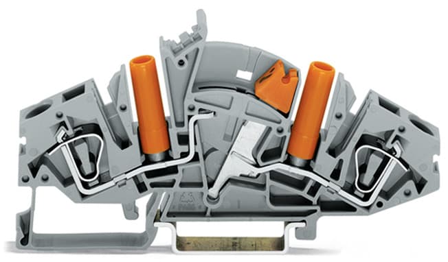 WAGO ELETTRONICA - Morsetto sezionatore/di test per 2 conduttori.azionabile longitudinalmente.con prese di test protette dal contatto accidentale.grigio