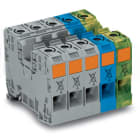 WAGO ELETTRONICA - Set trifase.con morsetti per correnti elevate da 35 mm².solo per guida DIN 35 x 15.grigio, blu, giallo-verde