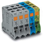 WAGO ELETTRONICA - Set trifase.con morsetti per correnti elevate da 50 mm².solo per guida DIN 35 x 15.grigio, blu, giallo-verde