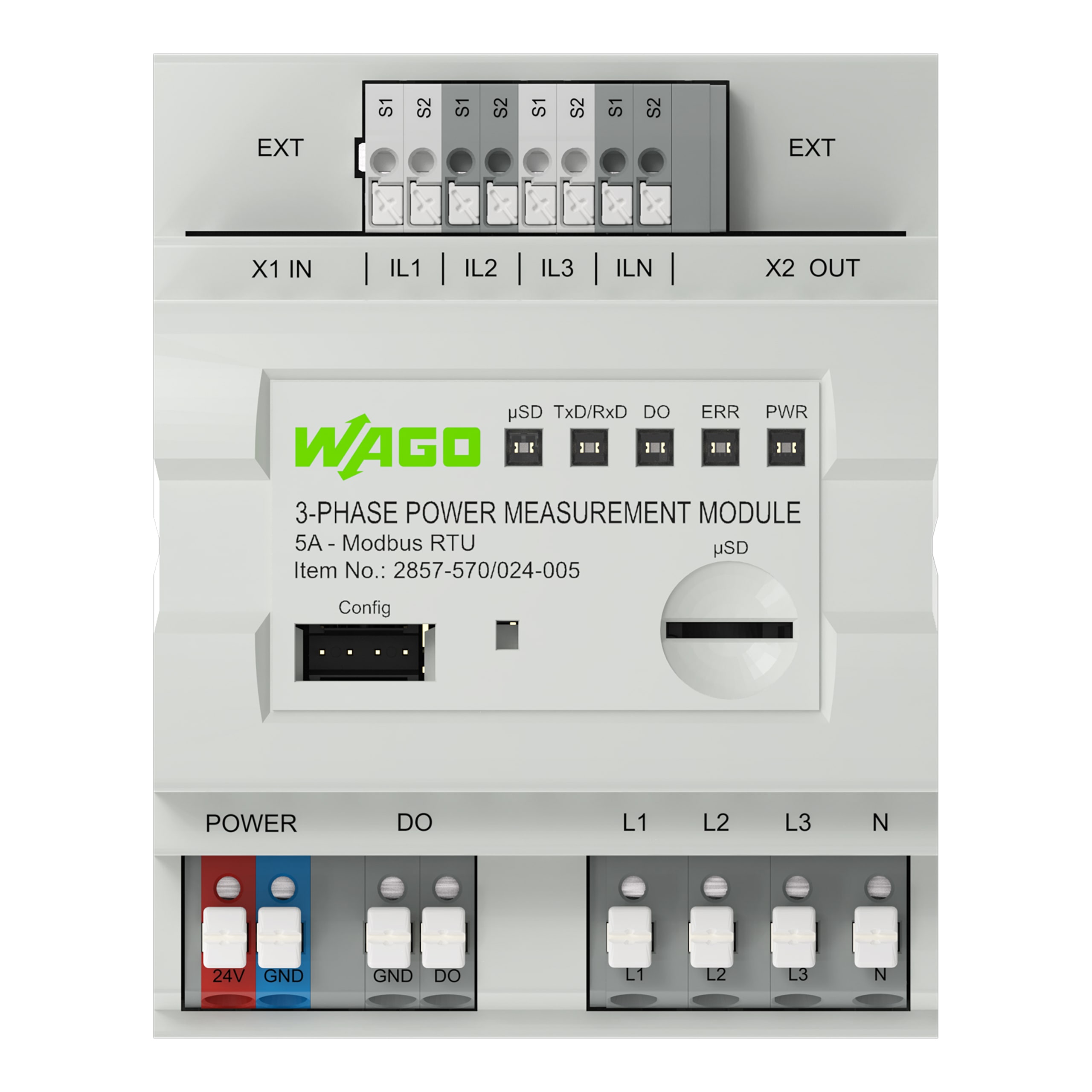 WAGO ELETTRONICA - Trasduttore segnale di potenza trifase.3x277/480 V/5 A.Modbus RTU