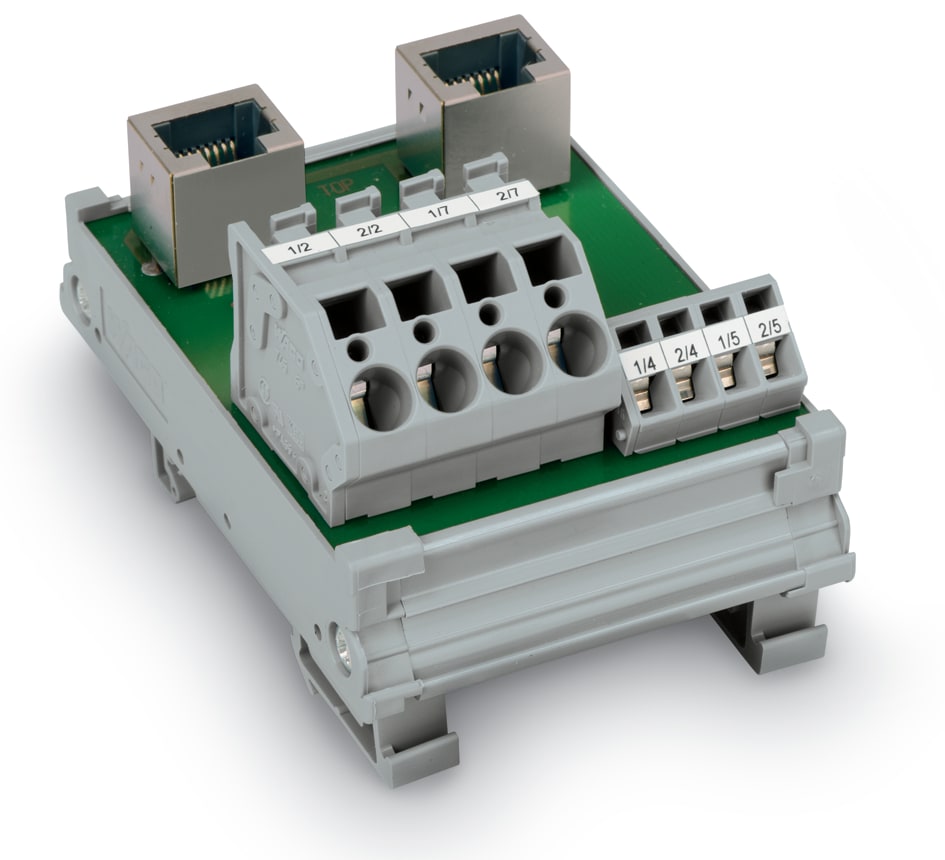 WAGO ELETTRONICA - Modulo interfaccia.2xRJ-45.Morsetti per circuito stampato, doppia fila