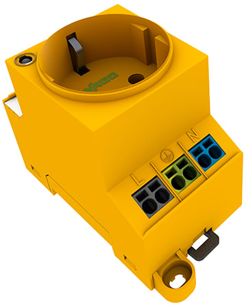 WAGO ELETTRONICA - Presa per armadio elettrico.per montaggio a vite e su guida DIN.per spina, tipo F, CEE 7/4 (Schuko).giallo segnale