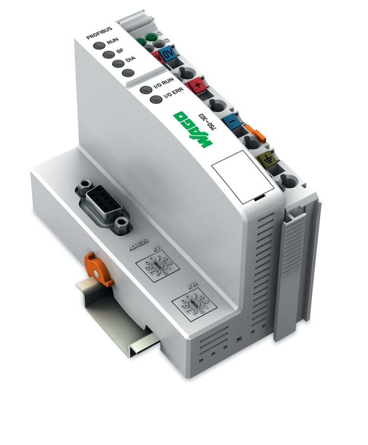 WAGO ELETTRONICA - Accoppiatore fieldbus PROFIBUS DP.1ª generazione.12 MBd.grigio chiaro 750-303