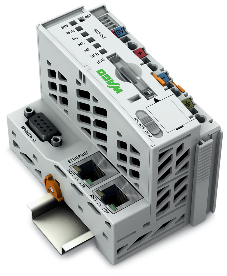 WAGO ELETTRONICA - Controllore PFC100.2 x ETHERNET, RS-232/-485.grigio chiaro