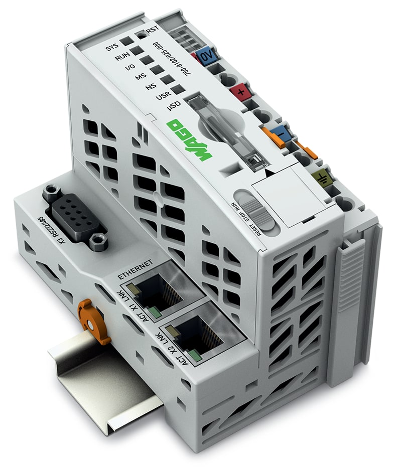 WAGO ELETTRONICA - Controllore PFC100.2 x ETHERNET, RS-232/-485.Temperatura est..grigio chiaro