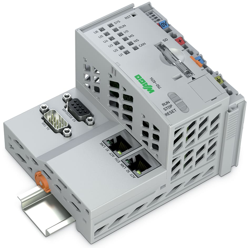 WAGO ELETTRONICA - Controllore PFC200.2ª generazione.2 x ETHERNET, RS-232/-485, CAN, CANopen.grigio chiaro