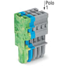 WAGO ELETTRONICA - Spina femmina per 1 conduttore.CAGE CLAMP®.4 mm².grigio, blu, giallo-verde
