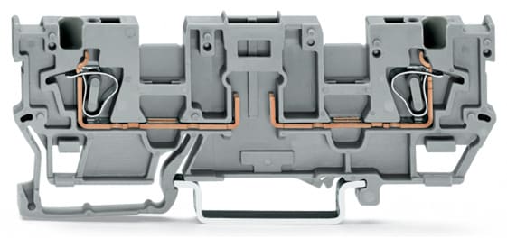 WAGO ELETTRONICA - Morsetto di base per 2 conduttori.con 2 posizioni per ponticelli.per guida DIN 35 x 15 e 35 x 7,5.grigio