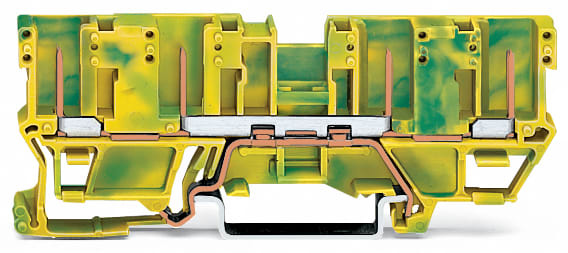 WAGO ELETTRONICA - Morsetto di base di terra per 4 pin.per guida DIN 35 x 15 e 35 x 7,5.verde-giallo
