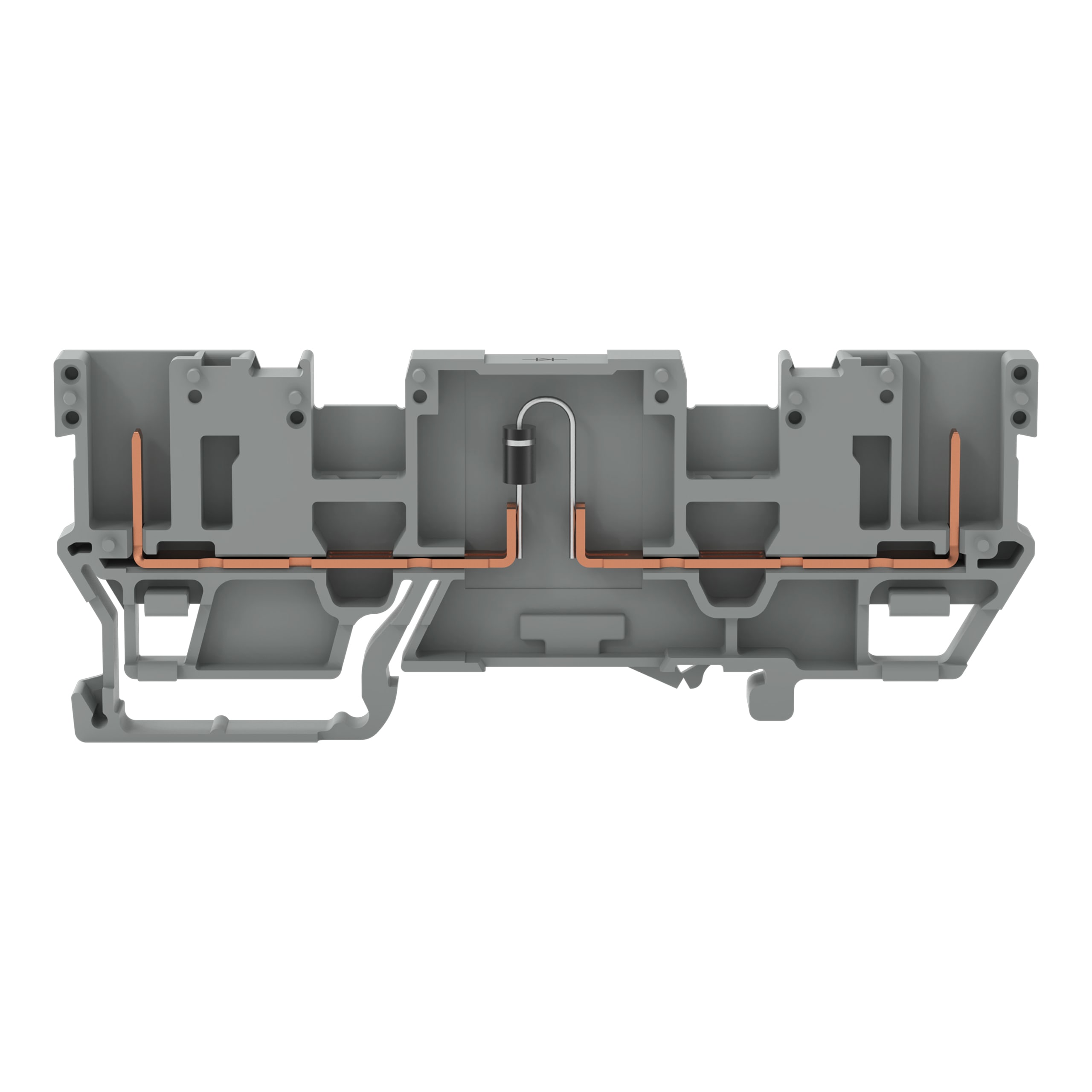 WAGO ELETTRONICA - Morsetto di base per componente 2 pin.con 2 posizioni per ponticelli.con diodo 1N4007.grigio