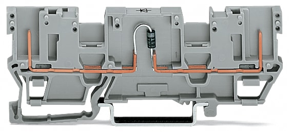 WAGO ELETTRONICA - Morsetto di base per componente 2 pin.con 2 posizioni per ponticelli.con diodo 1N4007.grigio