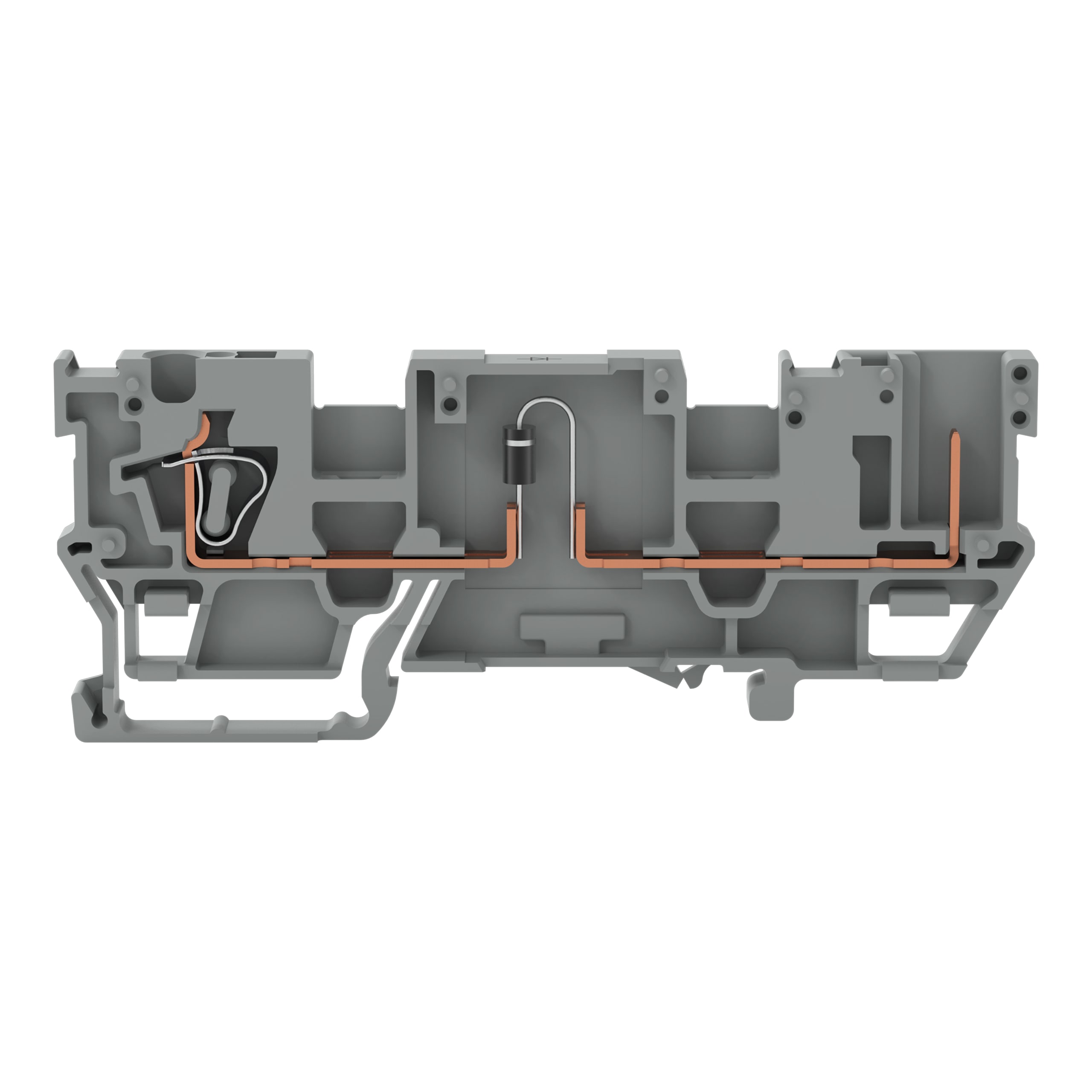 WAGO ELETTRONICA - Morsetto di base per componente per 1 conduttore/1 pin.con 2 posizioni per ponticelli.con diodo 1N4007.grigio