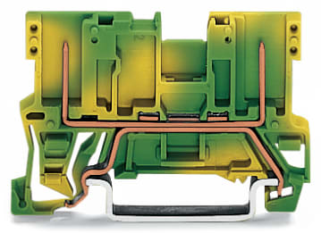 WAGO ELETTRONICA - Morsetto di base di terra per 2 pin.per guida DIN 35 x 15 e 35 x 7,5.verde-giallo