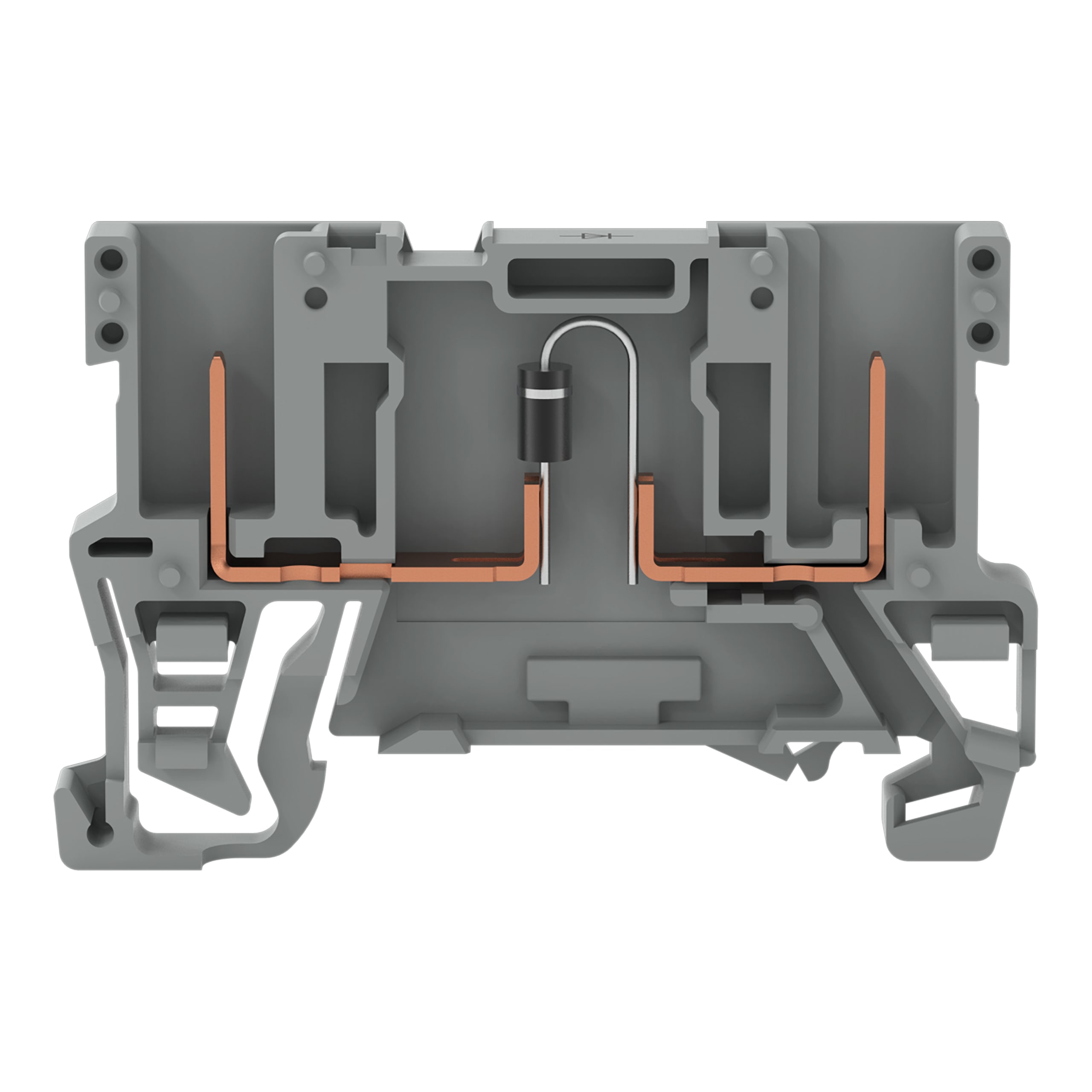 WAGO ELETTRONICA - Morsetto di base per componente 2 pin.con diodo 1N4007.anodo, a sinistra.grigio
