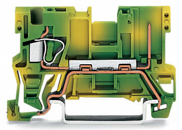 WAGO ELETTRONICA - Morsetto di base di terra per 1 conduttore/1 pin.4 mm².per guida DIN 35 x 15 e 35 x 7,5.verde-giallo