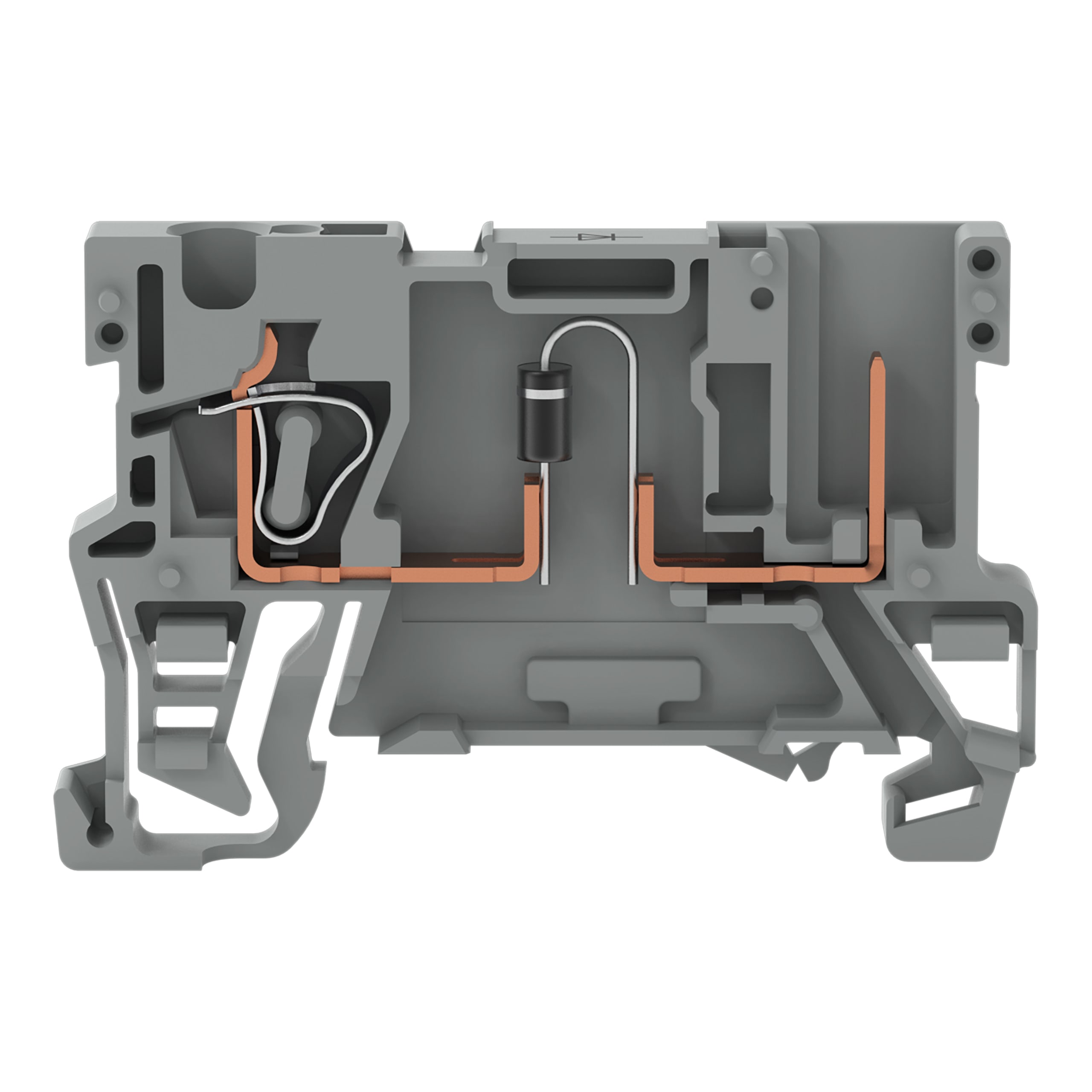 WAGO ELETTRONICA - Morsetto di base per componente per 1 conduttore/1 pin.con diodo 1N4007.anodo, a sinistra.grigio