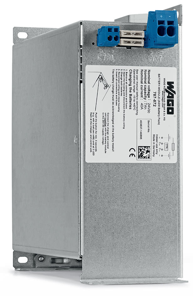 WAGO ELETTRONICA - Modulo batteria piombo-acido AGM.Tensione di ingresso 24 V DC.Corrente d'uscita 40 A 787-872