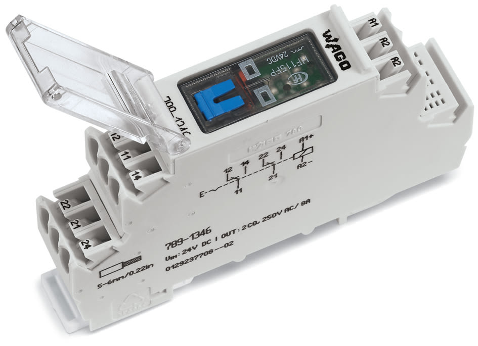 WAGO ELETTRONICA - Modulo relè.Tensione nominale di ingresso: 24 V DC.2 contatti in scambio 789-1346