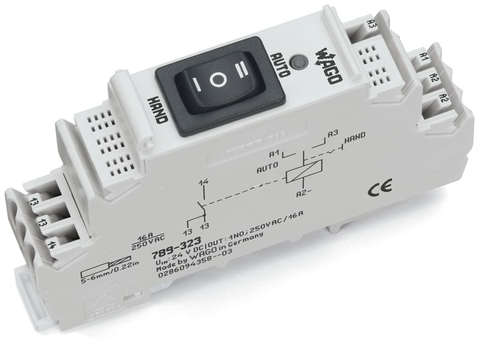 WAGO ELETTRONICA - Modulo relè.Tensione nominale di ingresso: 24 V DC.1 contatto NA.grigio 789-323