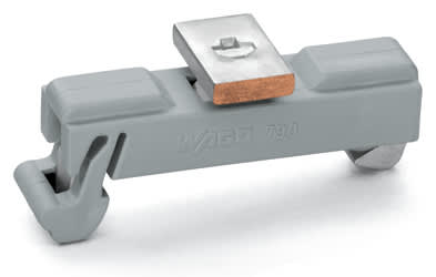 WAGO ELETTRONICA - Supporto con piede di messa a terra.parallelo alla guida di supporto.lunghezza 15 mm.grigio 790-110