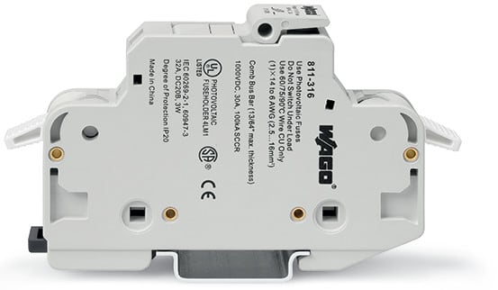 WAGO ELETTRONICA - Portafusibile 2 conduttori .per fusibili cilindrici 10 x 38 mm. 13/32 x 11/2.per applicazioni fotovoltaiche.grigio chiaro