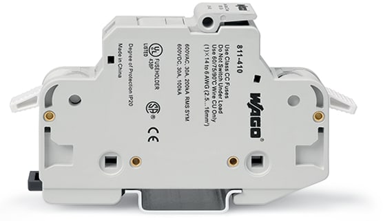 WAGO ELETTRONICA - Portafusibile 2 conduttori .per fusibili cilindrici classe CC.1 polo.grigio chiaro 811-410