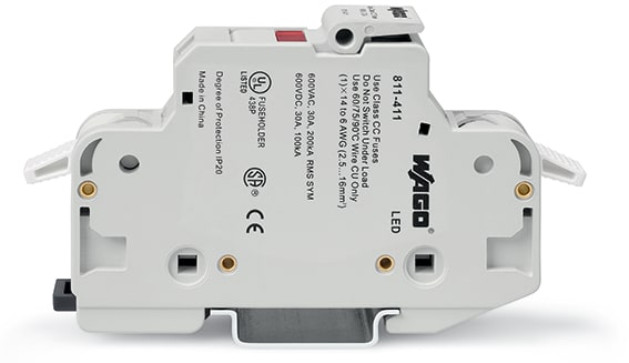 WAGO ELETTRONICA - Portafusibile 2 conduttori .per fusibili cilindrici classe CC.1 polo.grigio chiaro 811-411